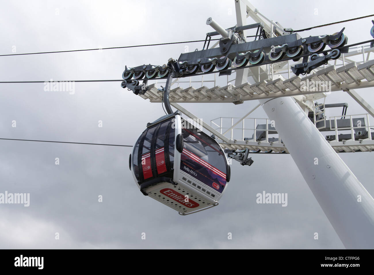 Emirates Air Line which is the Thames Cable Car Crossing Stock Photo ...
