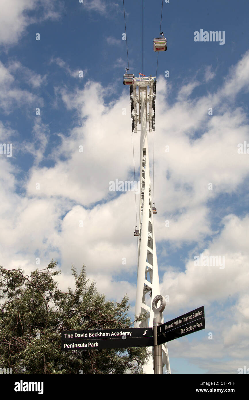 Emirates Air Line which is the Thames Cable Car Crossing Stock Photo ...