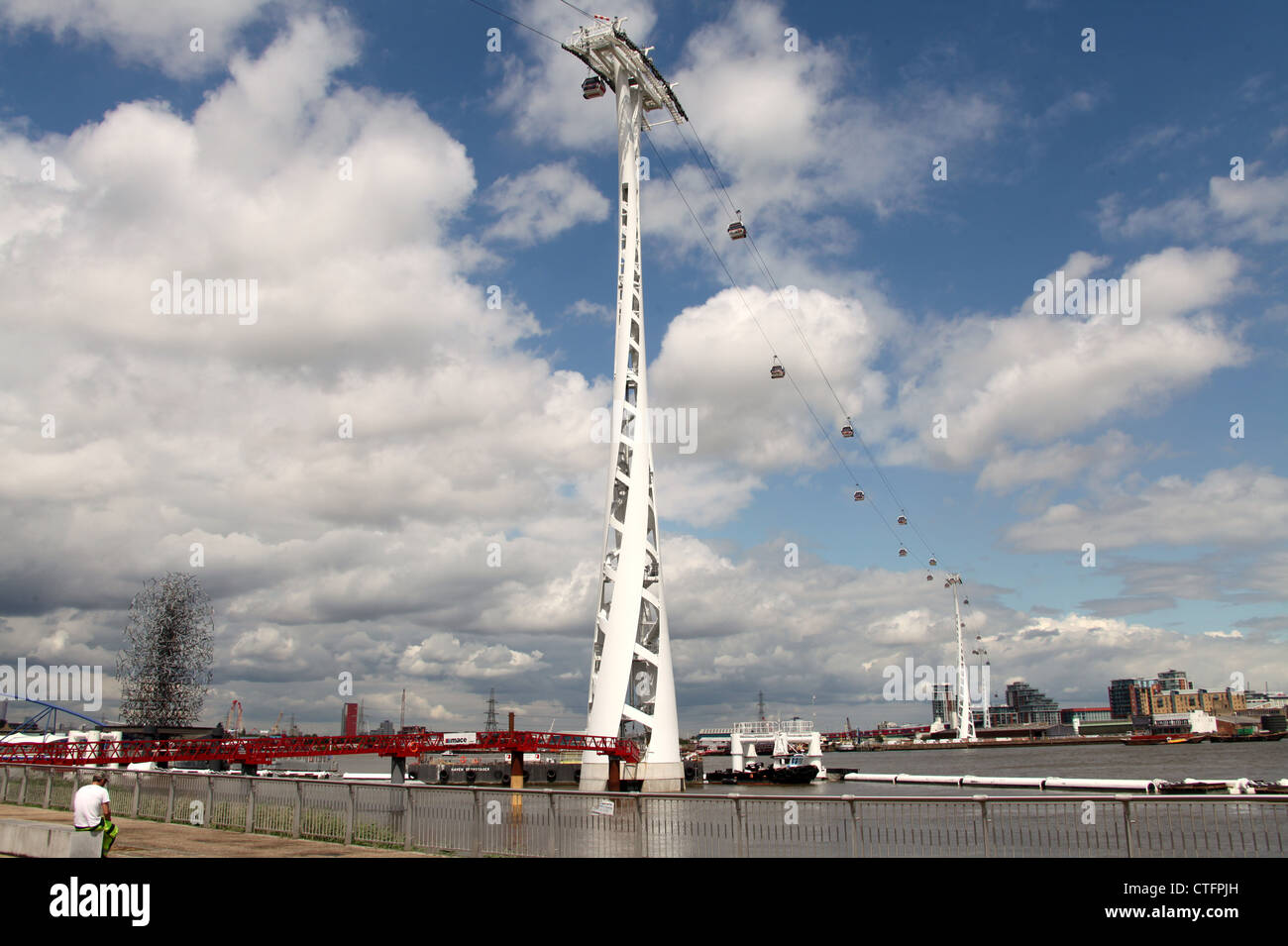 Emirates Air Line which is the Thames Cable Car Crossing Stock Photo ...