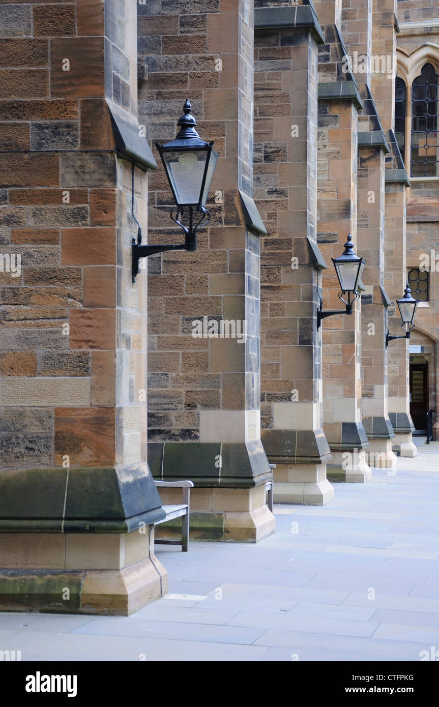 Glasgow University main (Gilbert Scott) building and courtyard Stock Photo