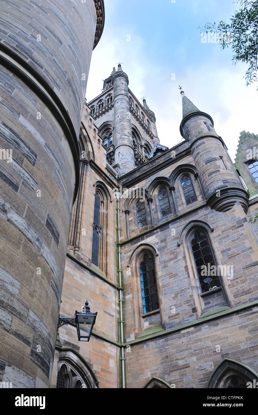 Glasgow University, Scotland, UK, Europe, Gilbert Scott building including bell tower. Stock Photo