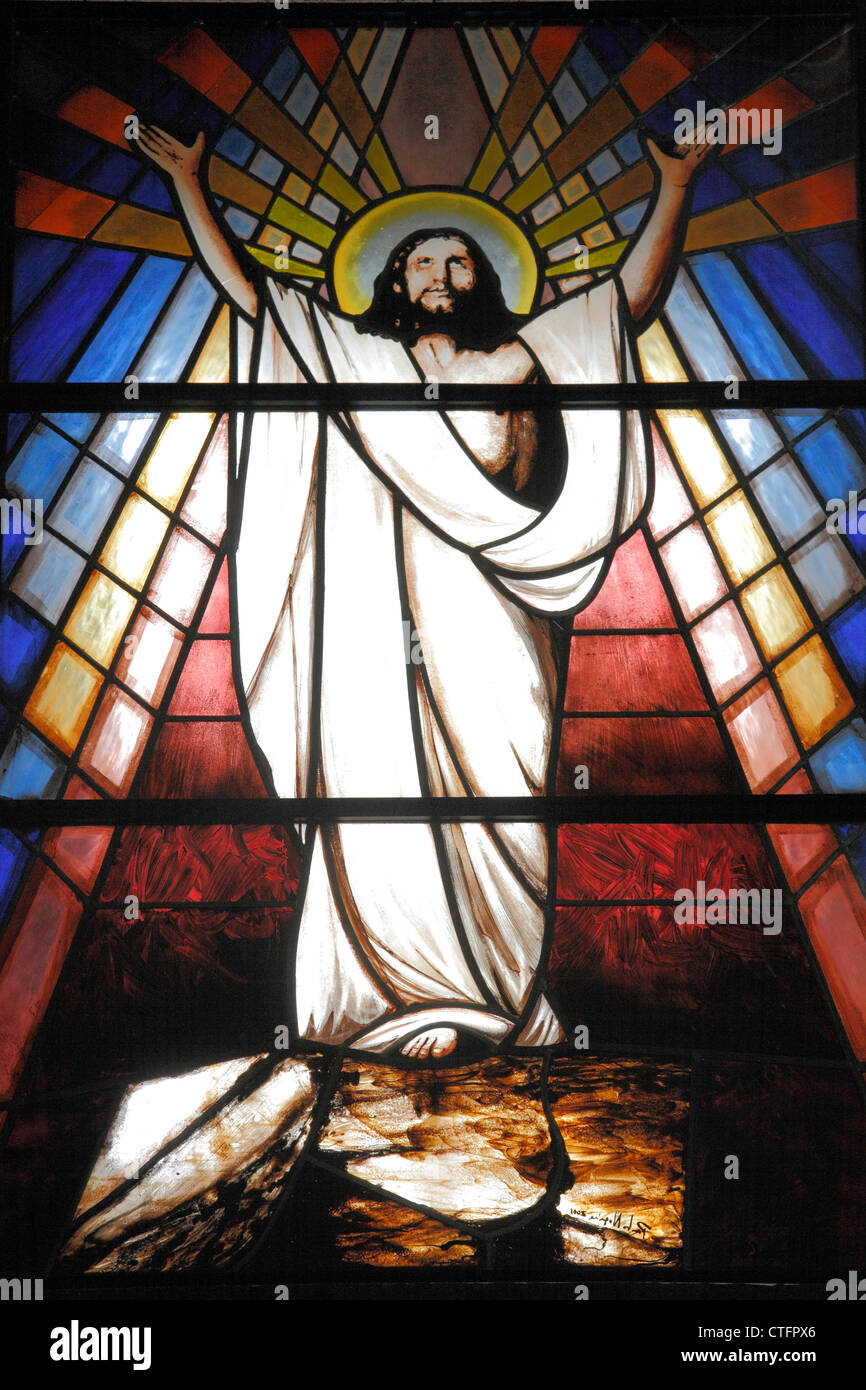 Jesus Resurrection Stained Glass High Resolution Stock Photography and