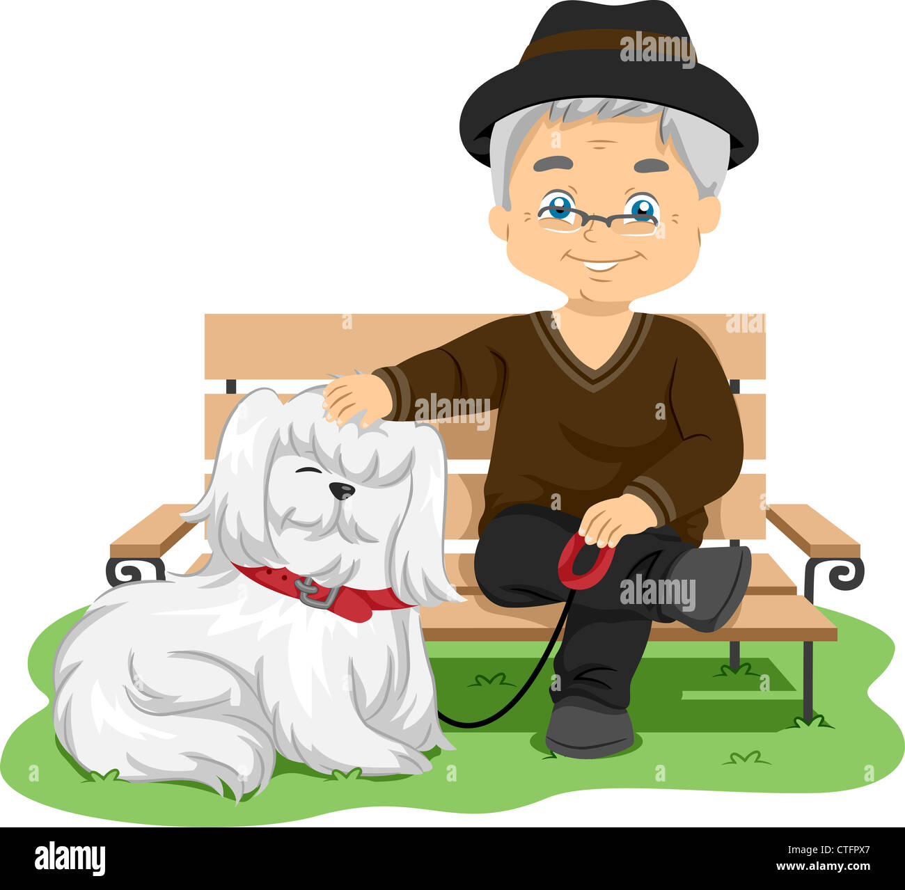 Illustration about man and dog sitting hi-res stock photography and images  - Alamy