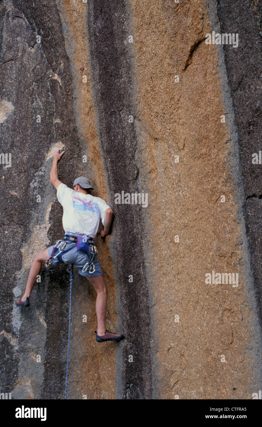 Young rock climber, Grampian Mountains, Victoria, Australia Stock Photo