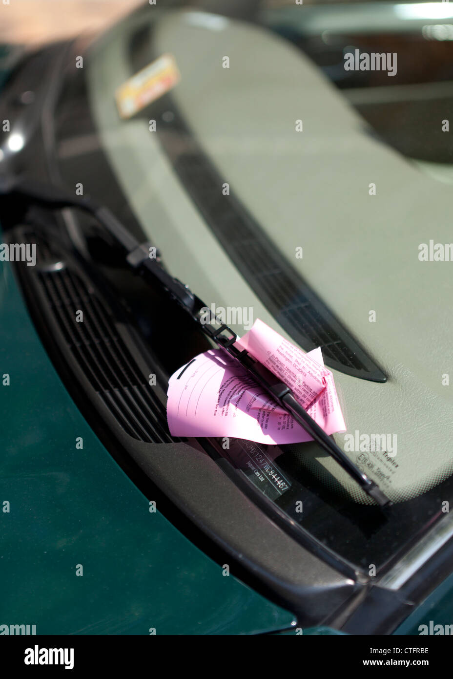 Parking ticket on windshield Washington, DC USA Stock Photo Alamy