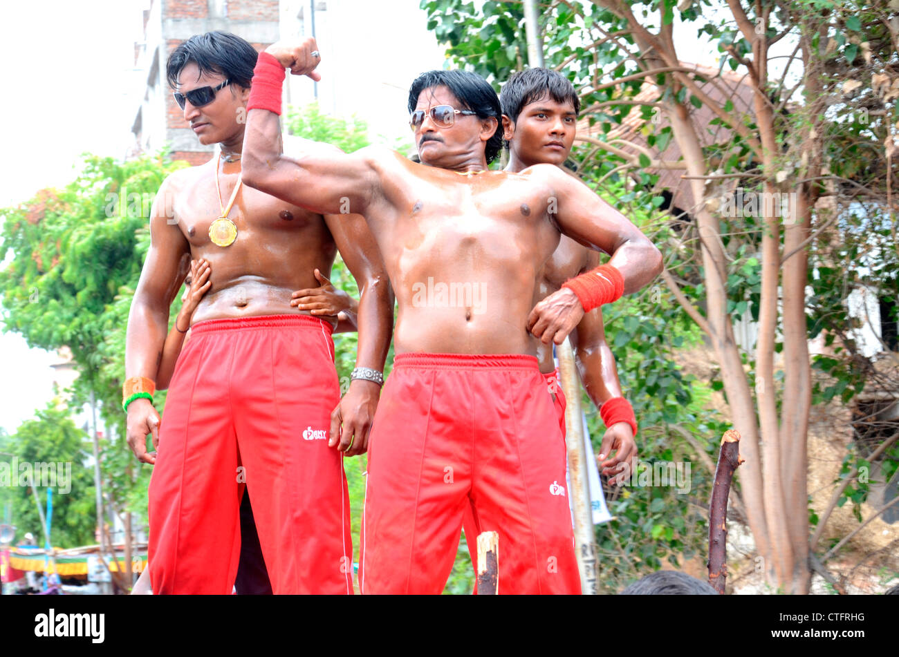 Body builders showing their muscles Stock Photo