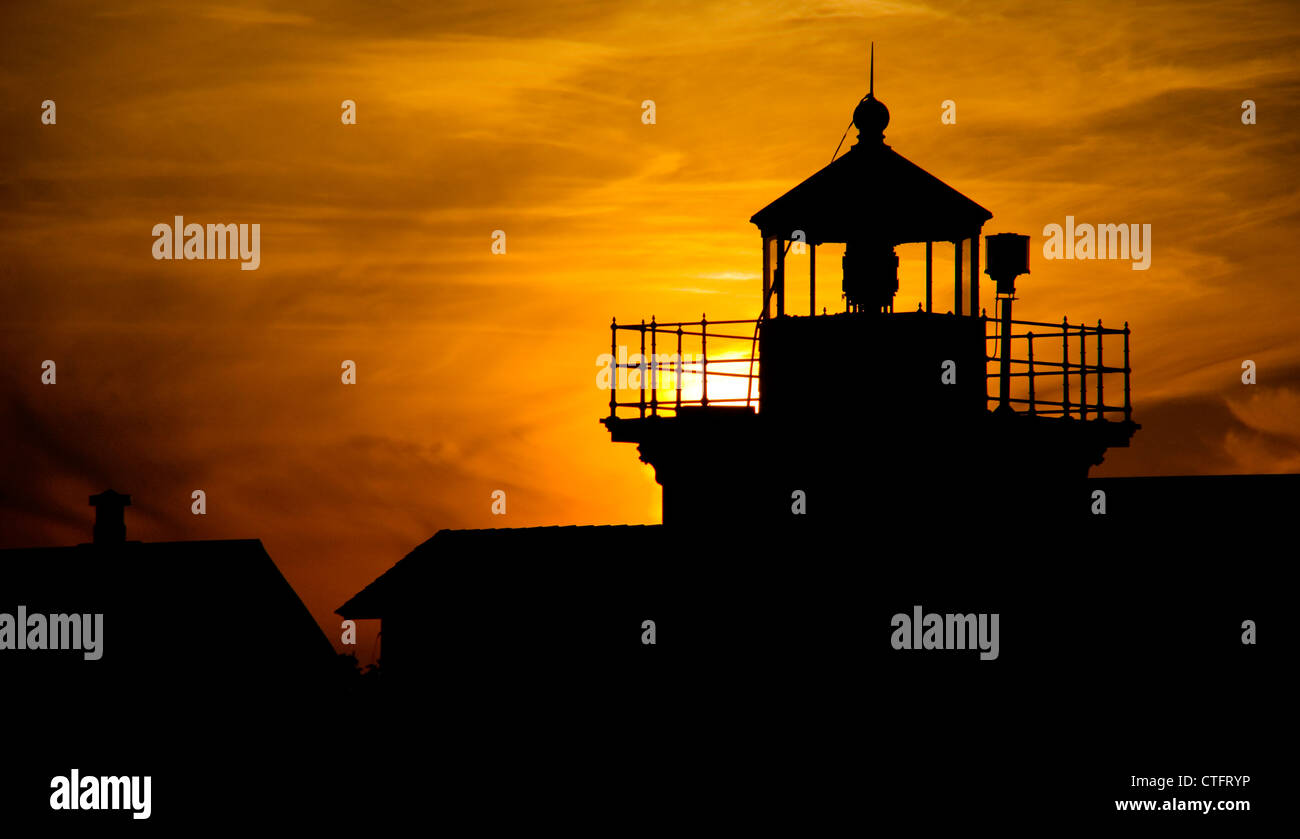 Point No Point Lighthouse in the Puget Sound at Sunset Stock Photo