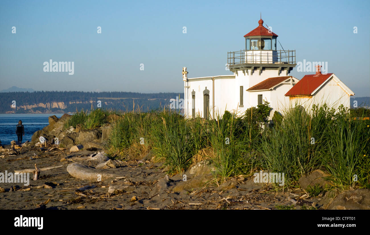 Point No Point Lighthouse in Puget Sound Stock Photo