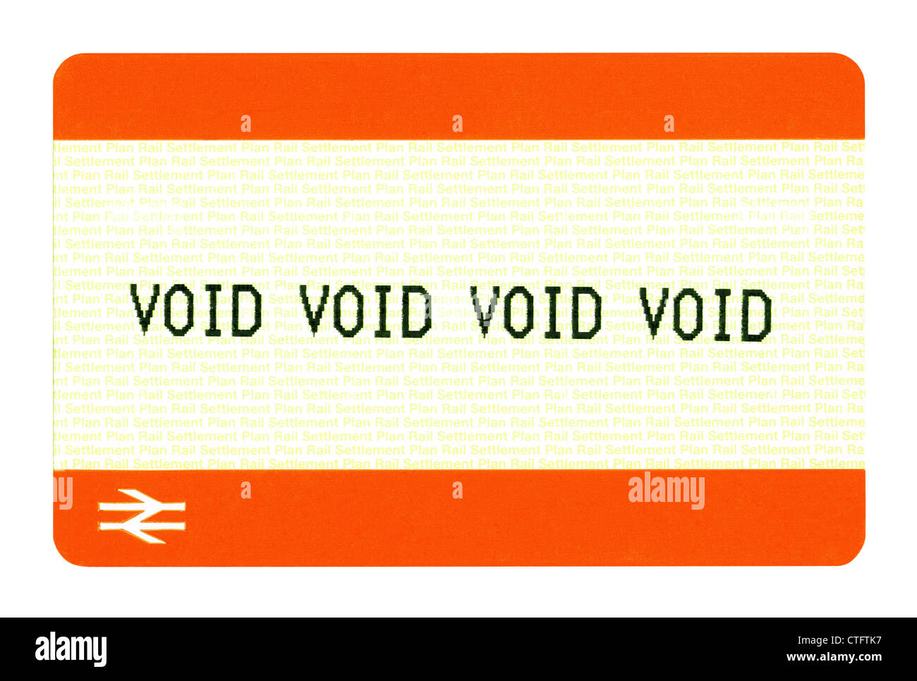 UK Rail tickets with 'VOID' printed on them. Genuinely obtained from a ticket-machine. Stock Photo