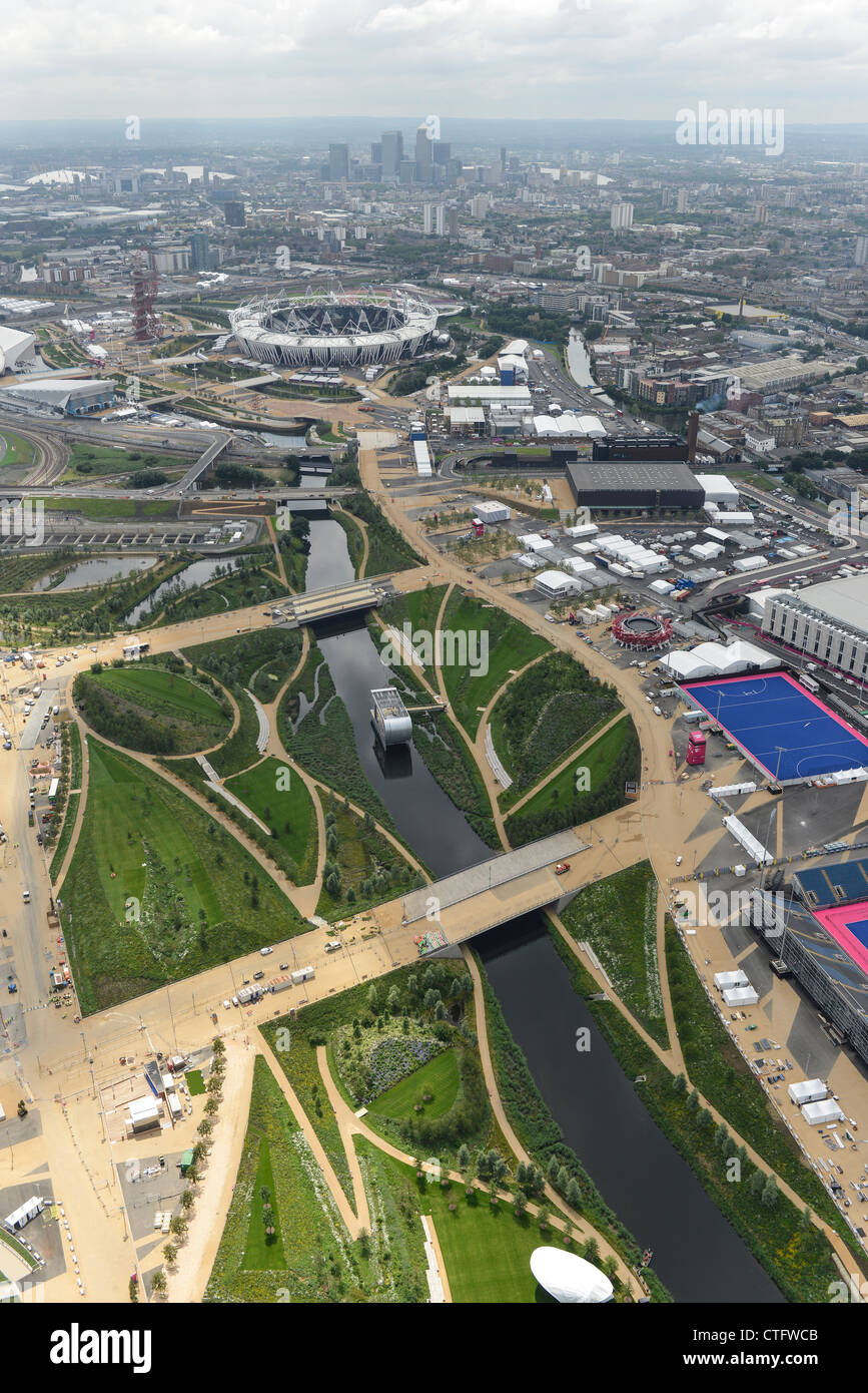 Aerial photograph of the London 2012 Olympic Park Stock Photo