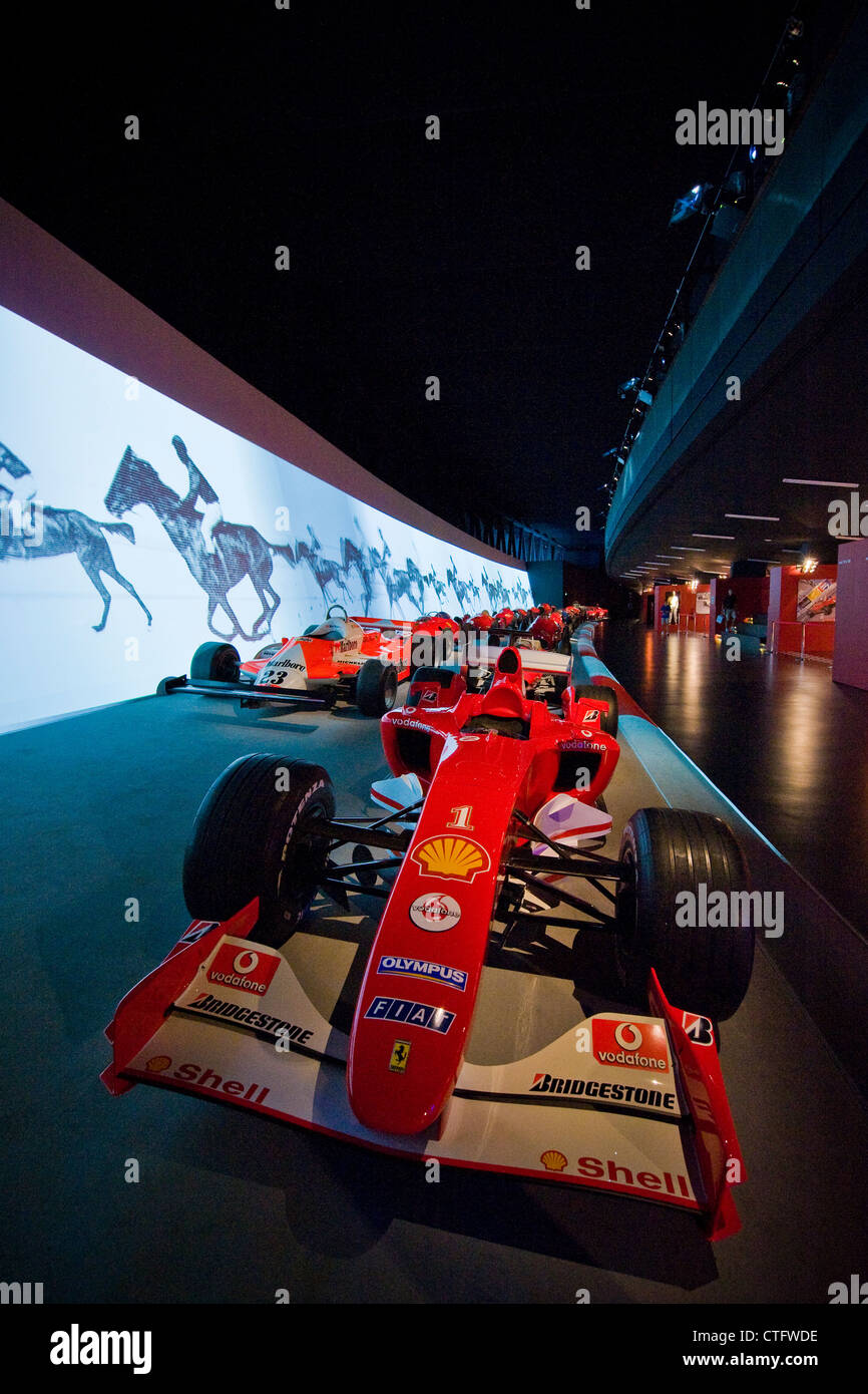 Italy, Piedmont, Turin, Museo dell'automobile, automobile museum, hall racing team, Ferrari Formula one Stock Photo