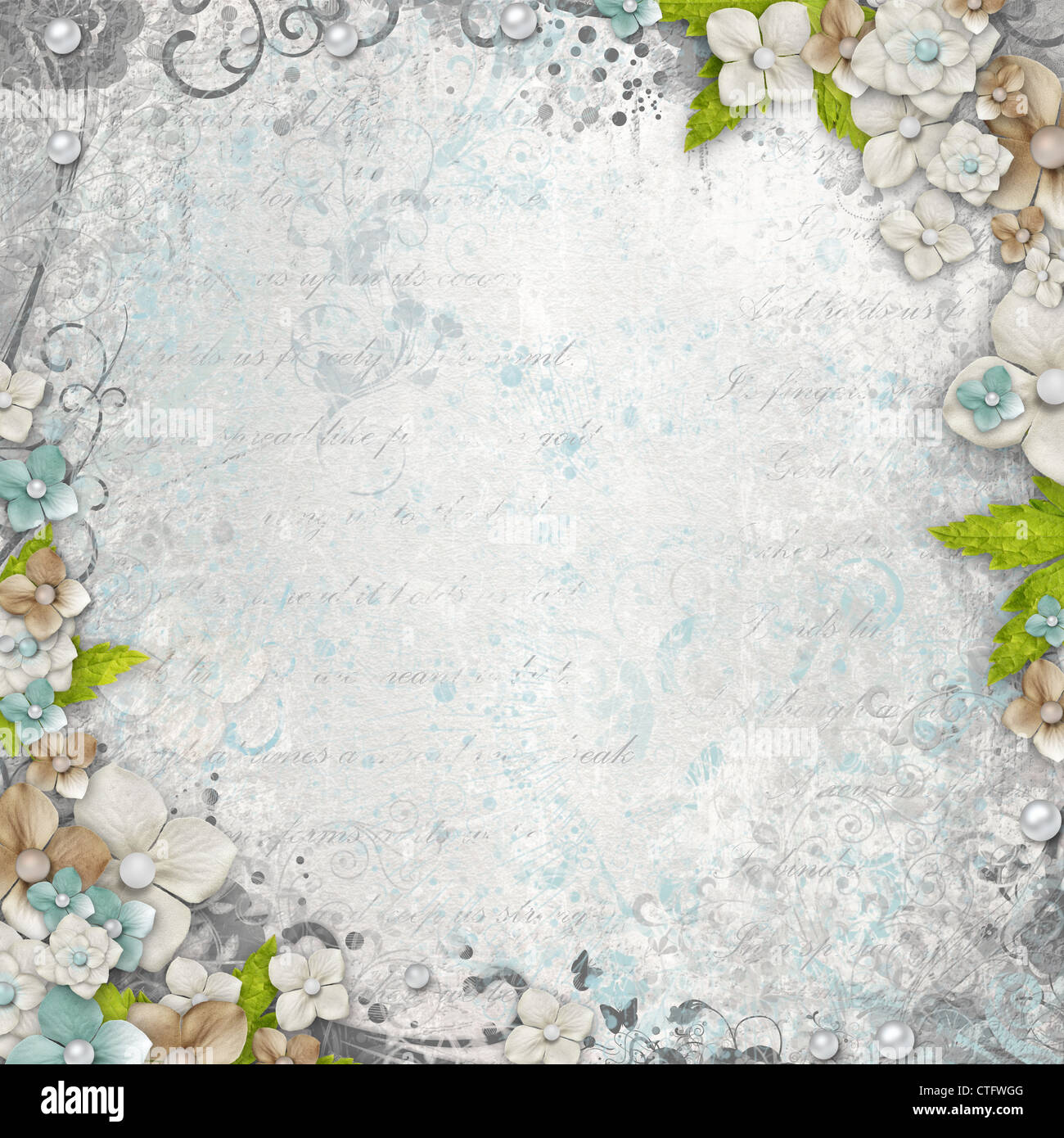 Romantic vintage white background with flowers and text (1 of set Stock ...