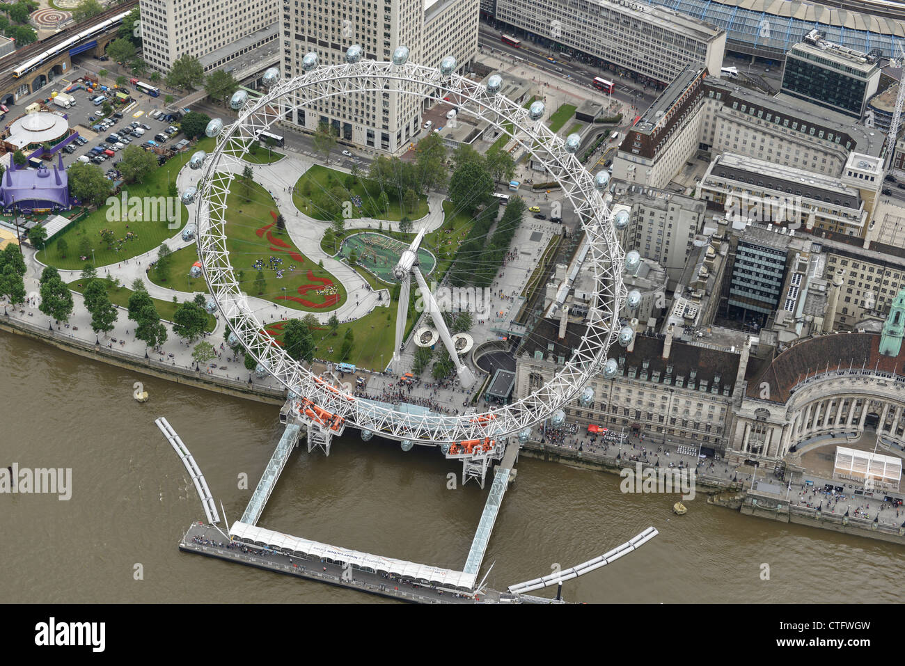 Aerial Image of the London Eye Stock Photo