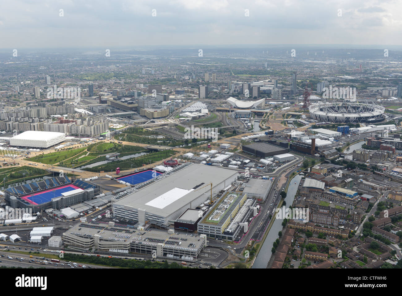 Aerial view of the London 2012 Olympic Park / Queen Elizabeth Park Stock Photo