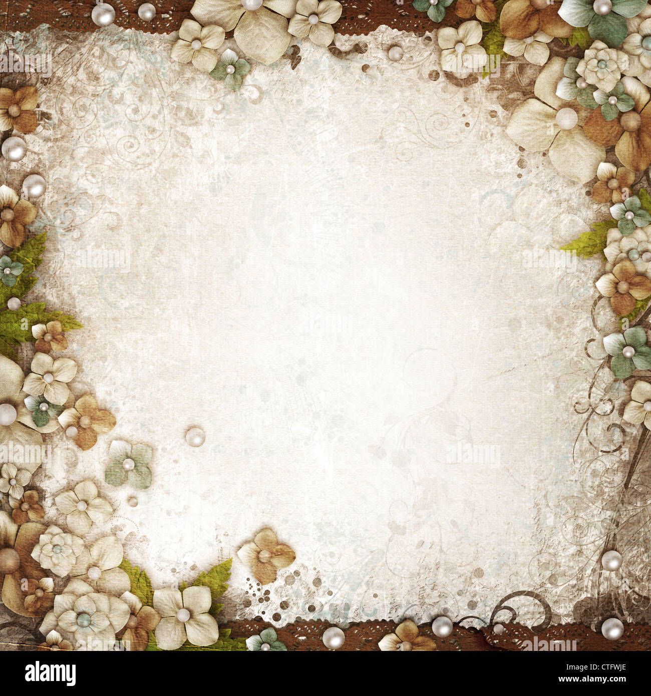 Romantic vintage white background with flowers and text (1 of set Stock ...