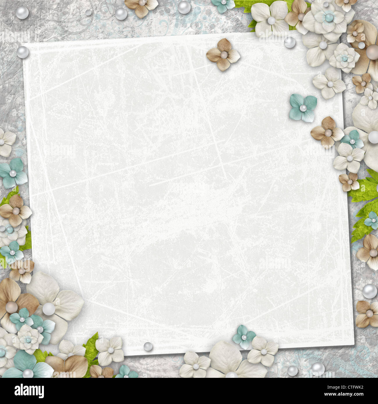 Romantic vintage white background with flowers and text (1 of set Stock ...