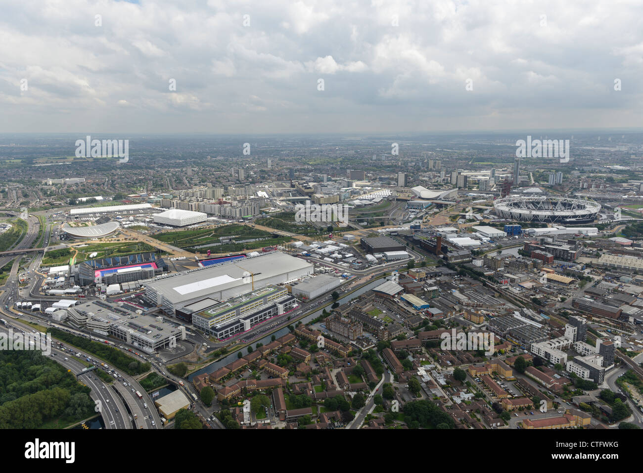 Aerial view of the London 2012 Olympic Park / Queen Elizabeth Park Stock Photo