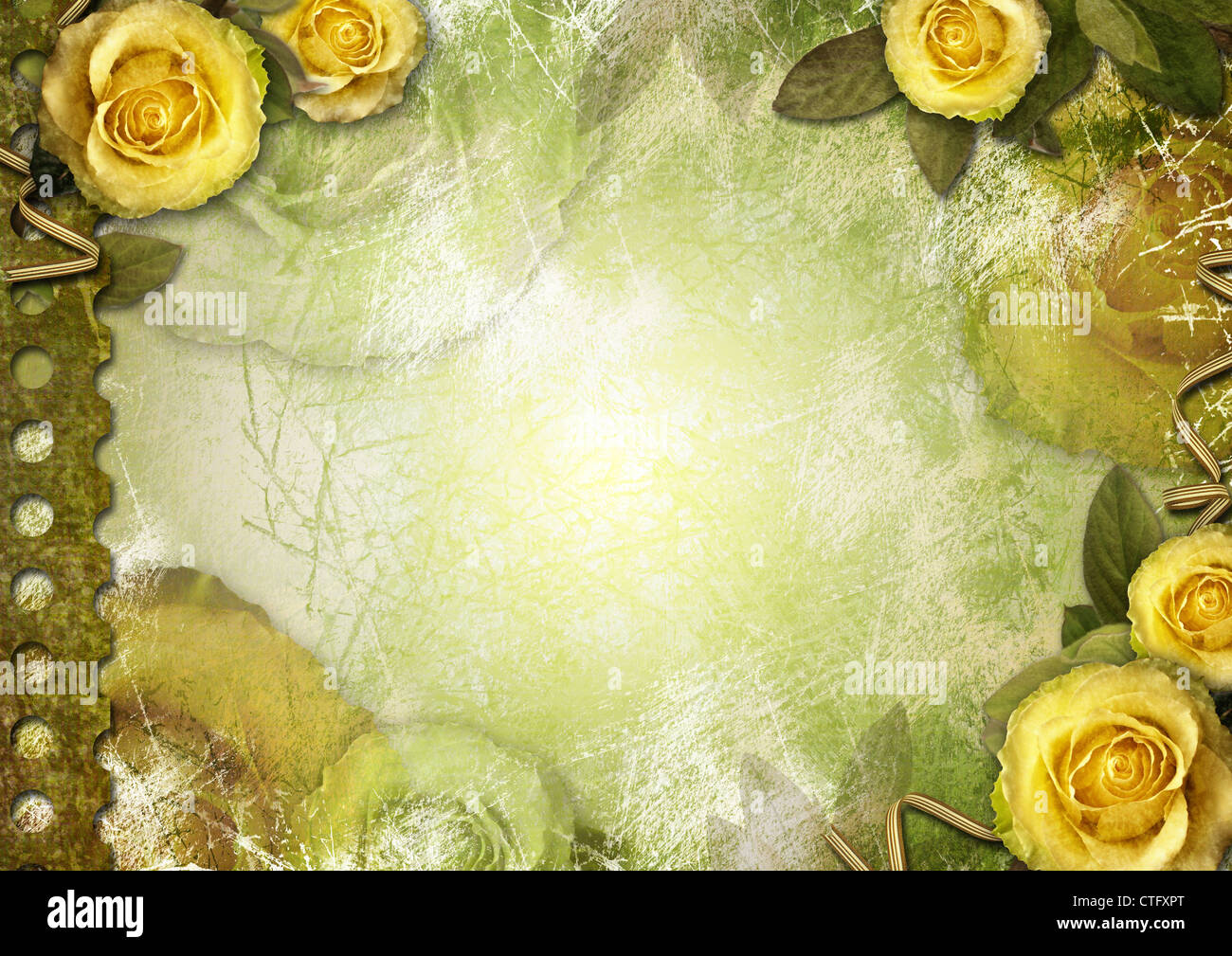 Old paper frames with a rose on the vintage background Stock Photo - Alamy