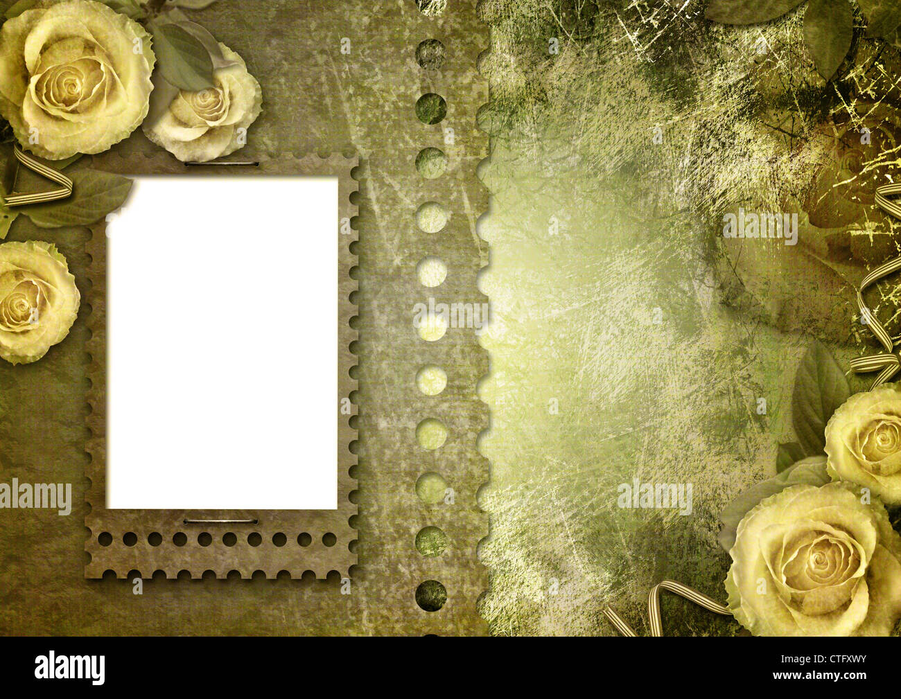 Old paper frames with a rose on the vintage background Stock Photo - Alamy