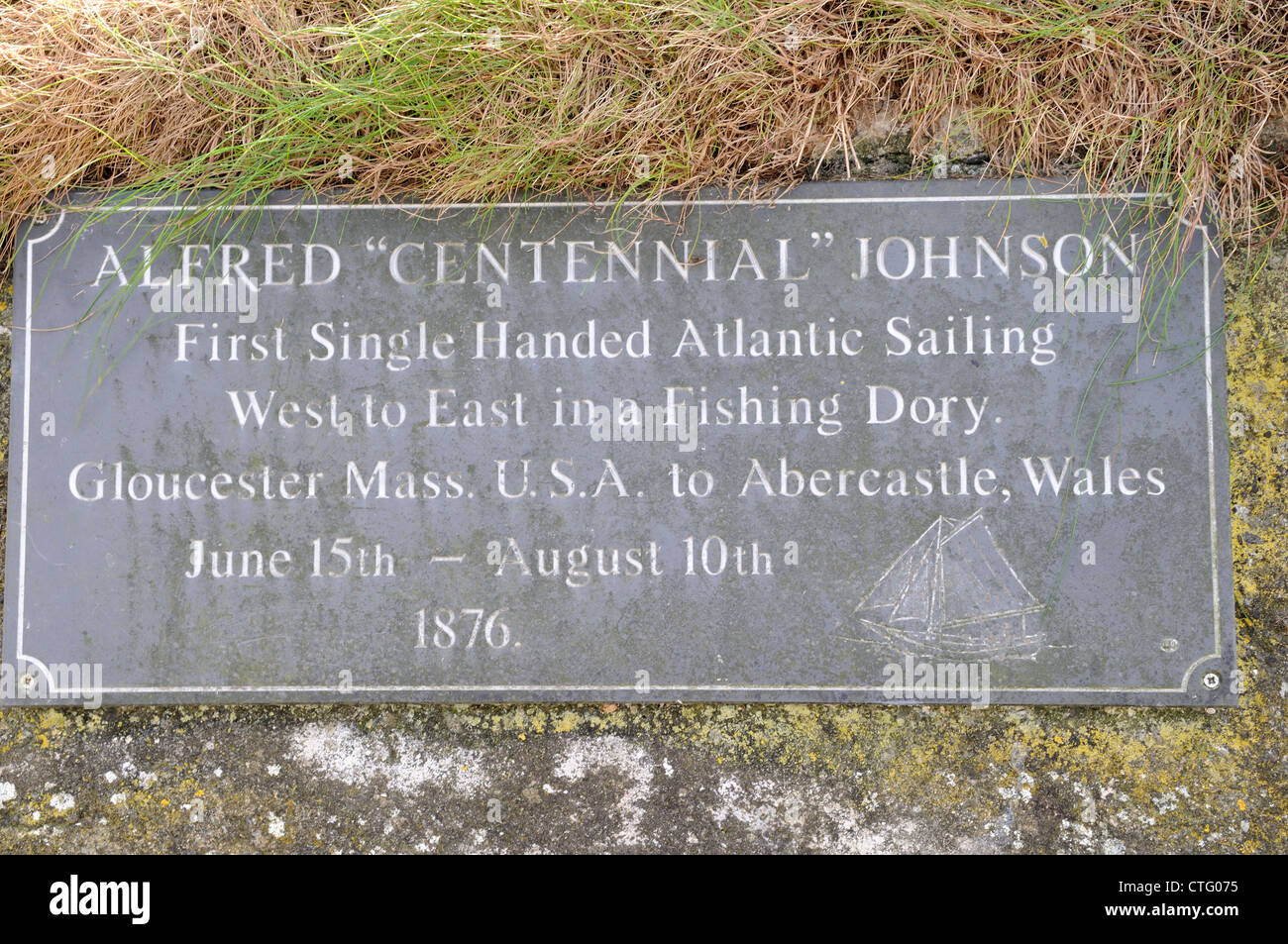 Commemorative Plaque to Alfred "Centennial"Johnson AberCastle Pembrokeshire Wales Cymru UK GB