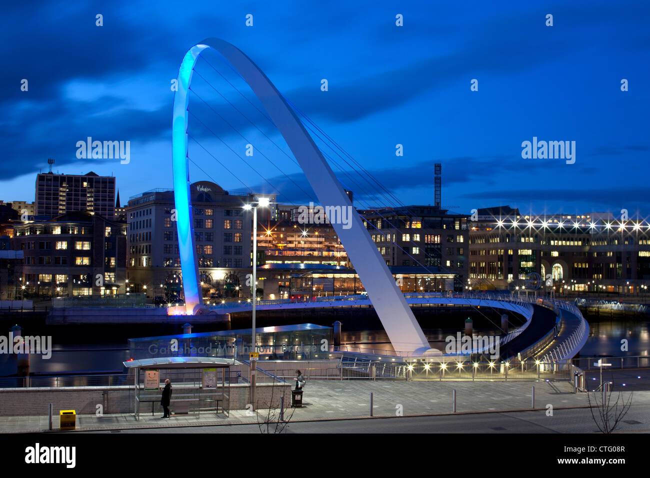 The Gateshead Millennium Bridge at Night Stock Photo