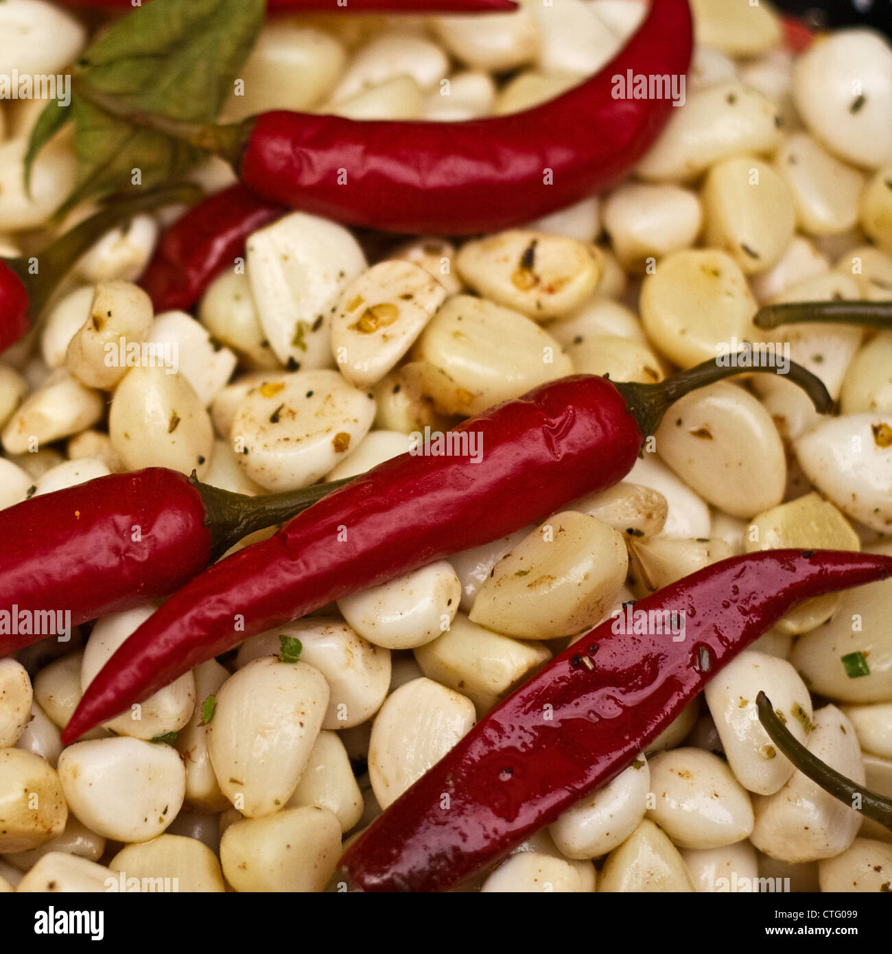 Garlic and Peppers for Sale Stock Photo - Alamy
