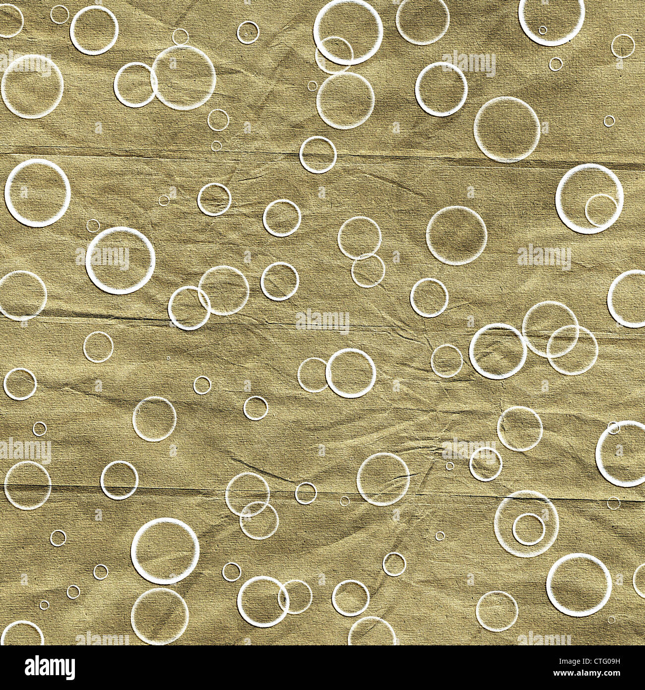 Old crumpled golden paper background with circles Stock Photo