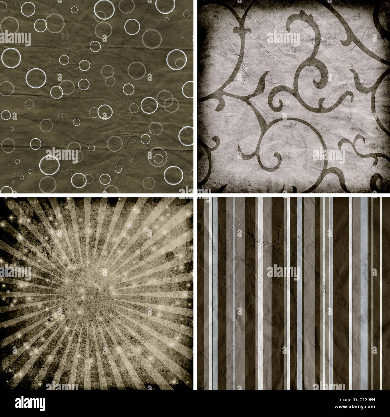 set of four different retro pattern scrapbook backgrounds Stock Photo