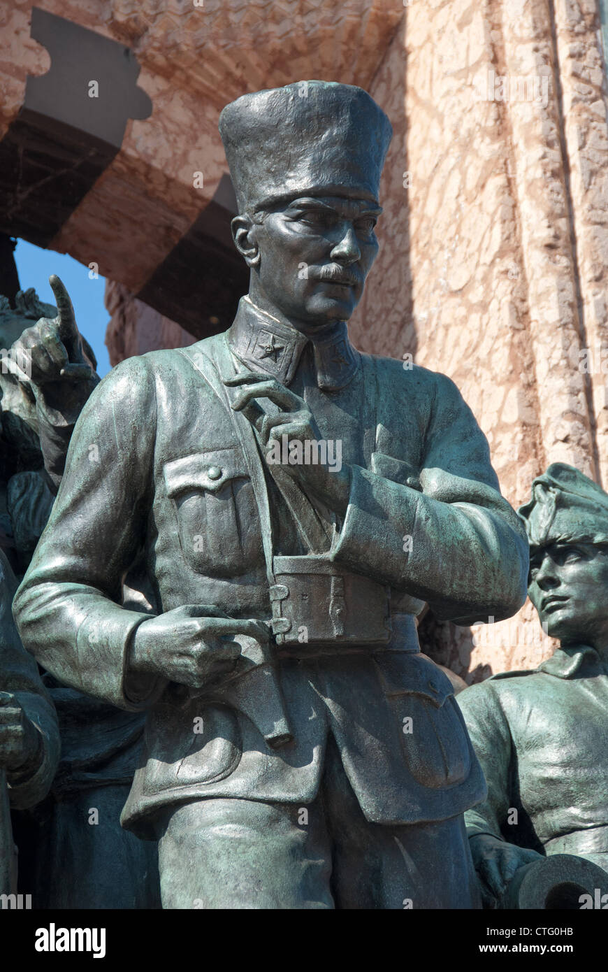 ISTANBUL, TURKEY. A statue of Ataturk as a soldier, part of the Ataturk monument on Taksim Square. 2012. Stock Photo