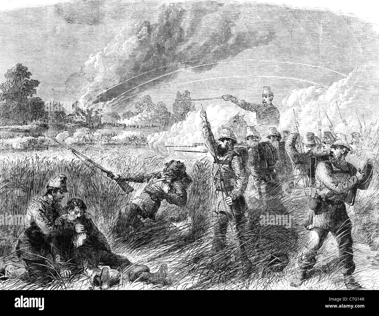 1860s AUGUST 10 1861 FIRST BATTLE OF BULL RUN FROM THE FEDERAL UNION LINES AMERICAN CIVIL WAR Stock Photo