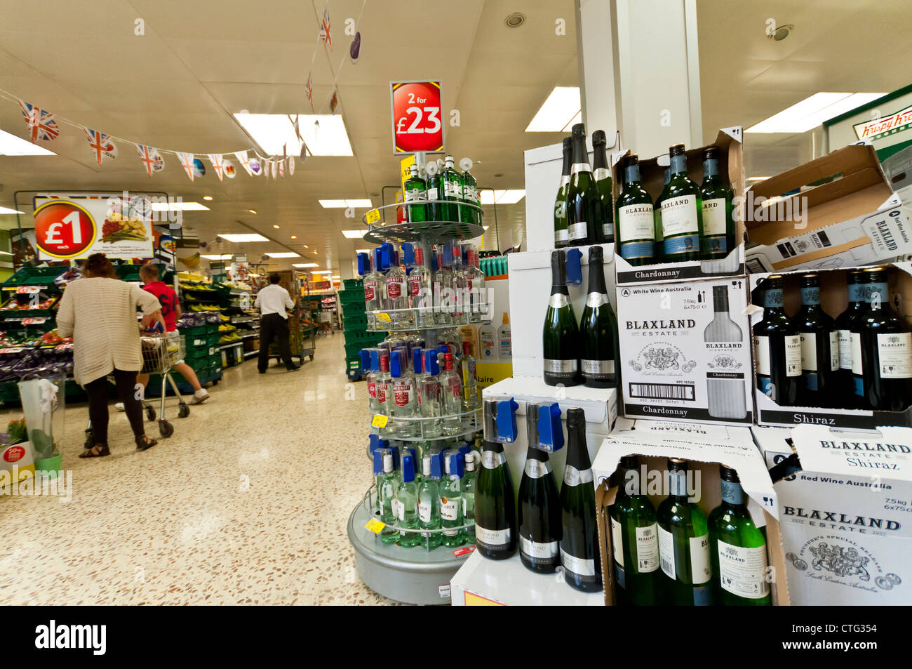 Display of wine at Tesco supermarket, UK Stock Photo Alamy