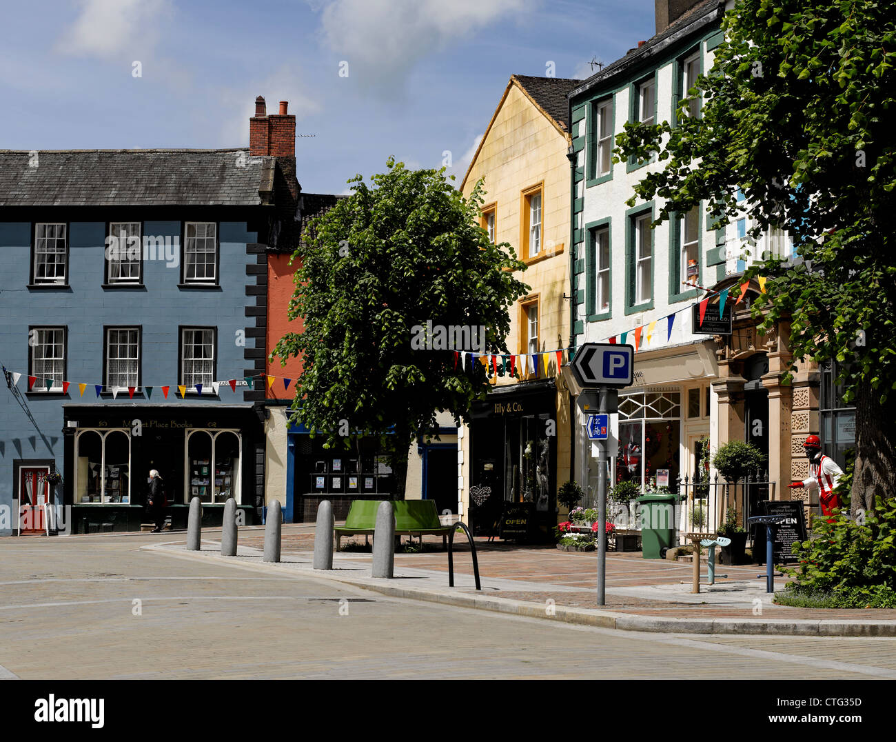 Market Place in summer Cockermouth Cumbria England UK United Kingdom GB Great Britain Stock Photo