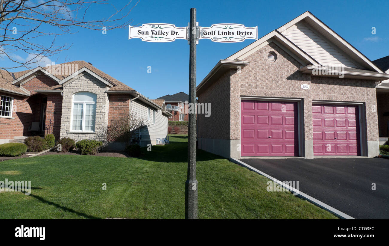 Foxboro Green Adult Lifestyle Community street signs in Baden Ontario