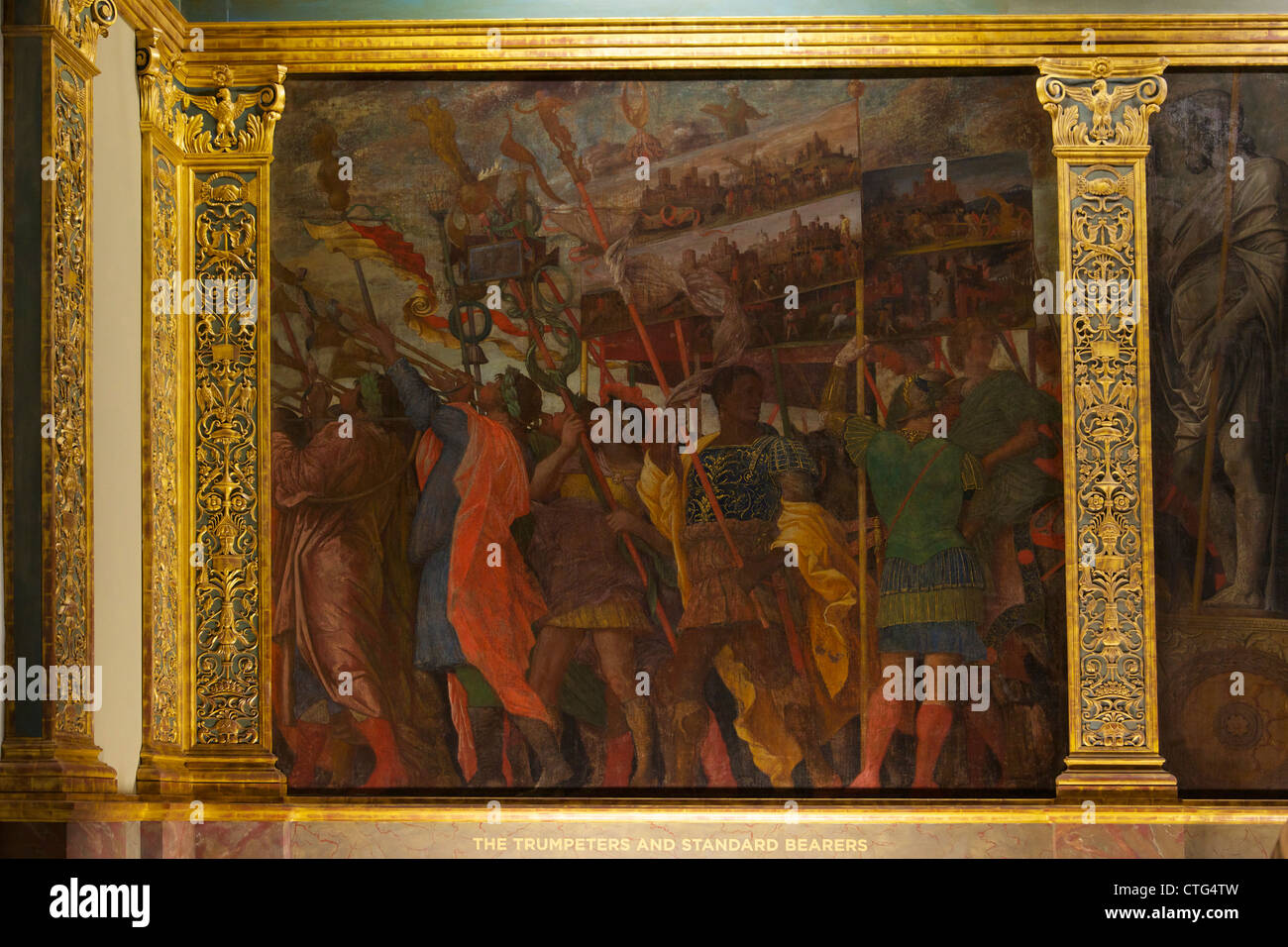 Trumpeters and Standard Bearers, from the Triumphs of Caesar, by Andrea Mantegna, Stock Photo
