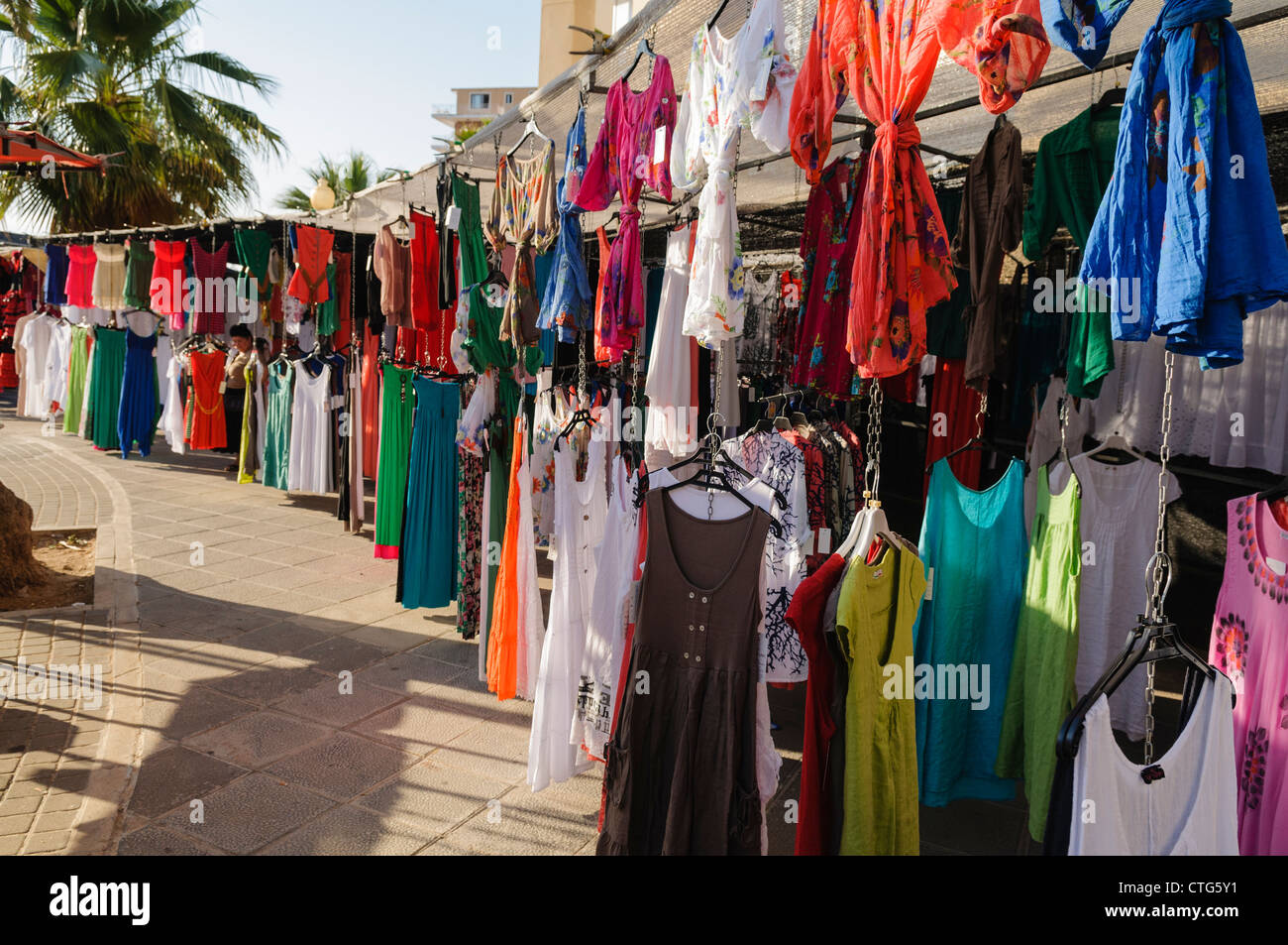 Clothing market stall Stock Photo