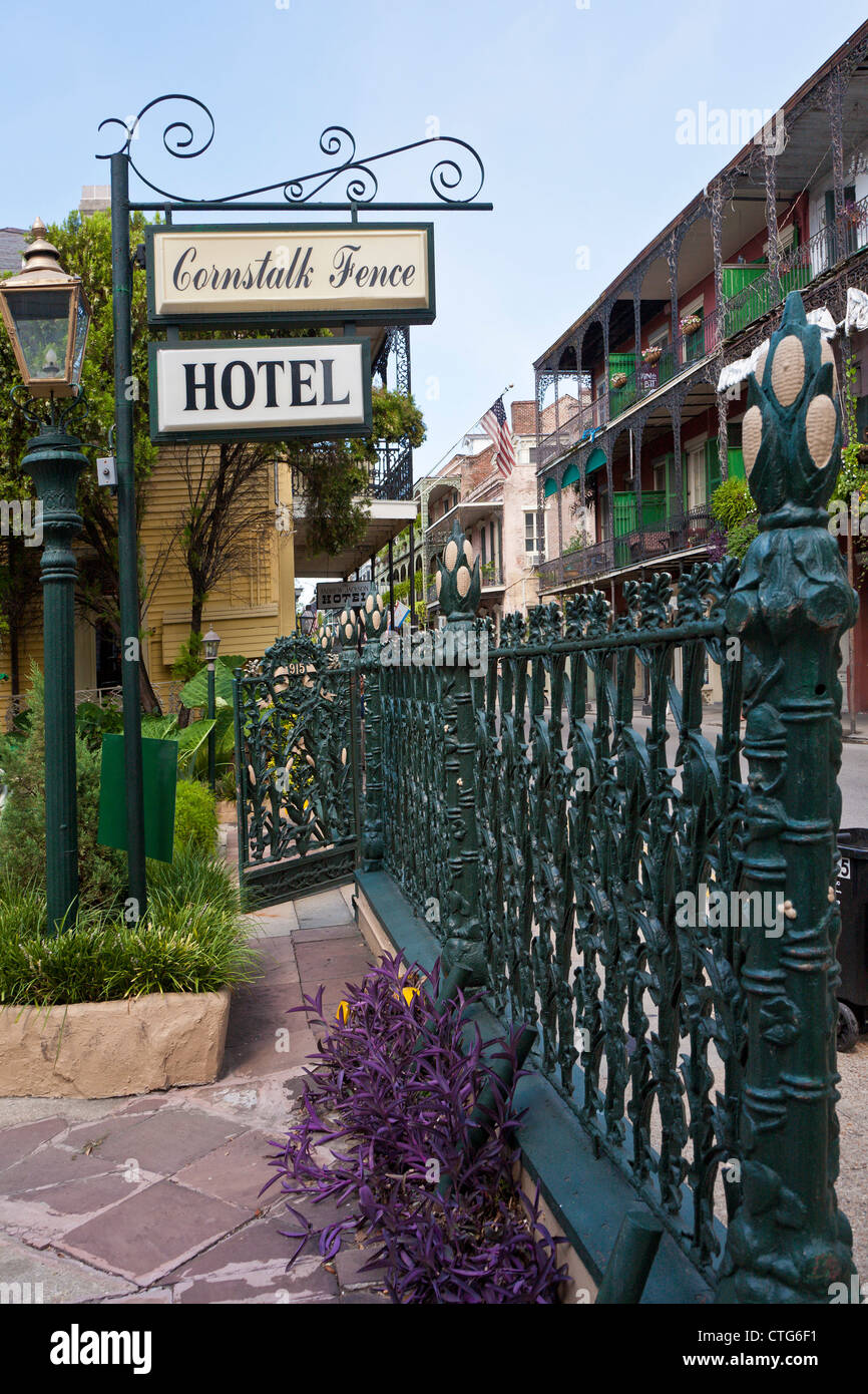 Wrought iron fence at Cornstalk Fence Hotel on Royal Street in the
