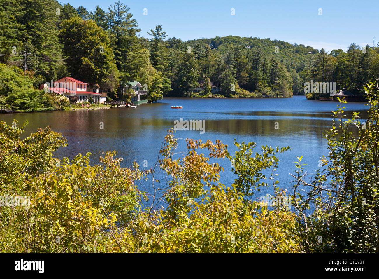 Home on Lake Sequoyah in Highlands, North Carolina, USA Stock Photo