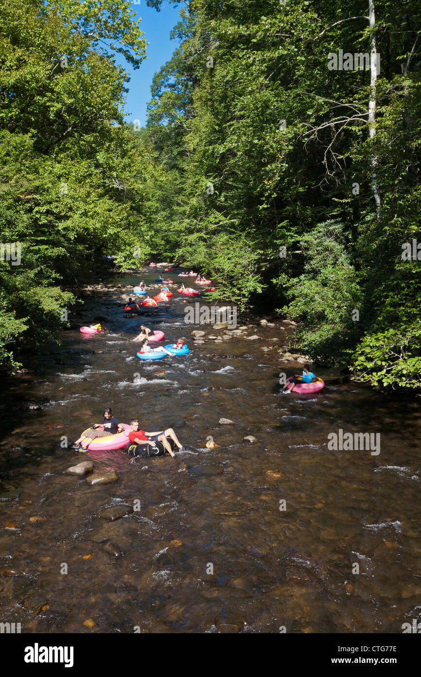Families tubing down river in North Carolina Stock Photo Alamy