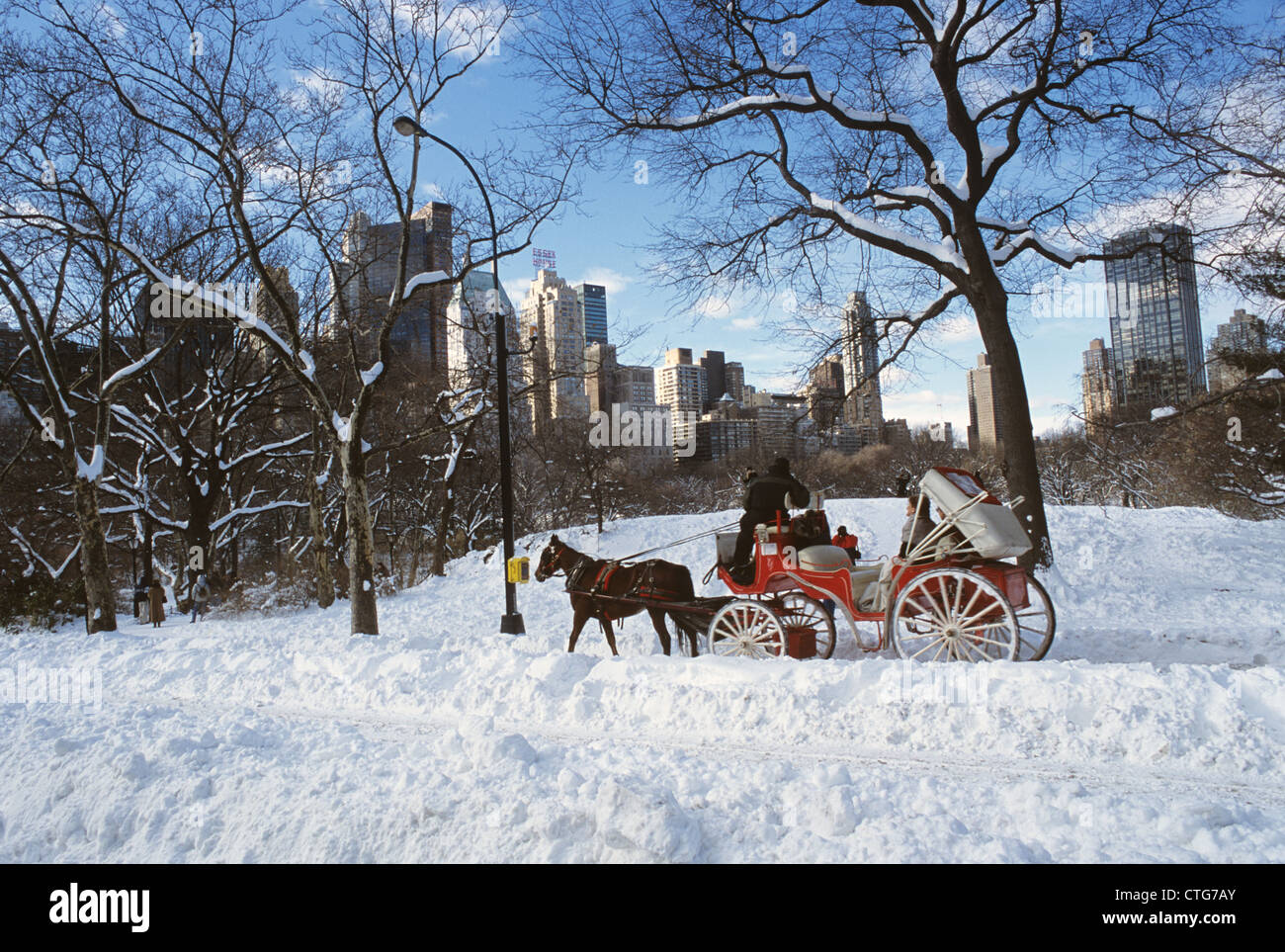 NEW YORK CITY HORSE AND CARRIAGE IN CENTRAL PARK IN SNOW Stock Photo ...