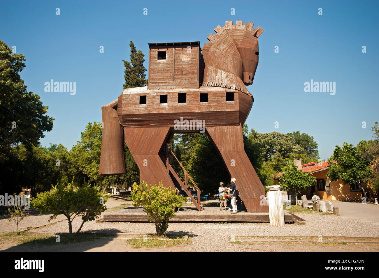 Trojan Horse in Troy ancient city Çanakkale Turkey Stock Photo