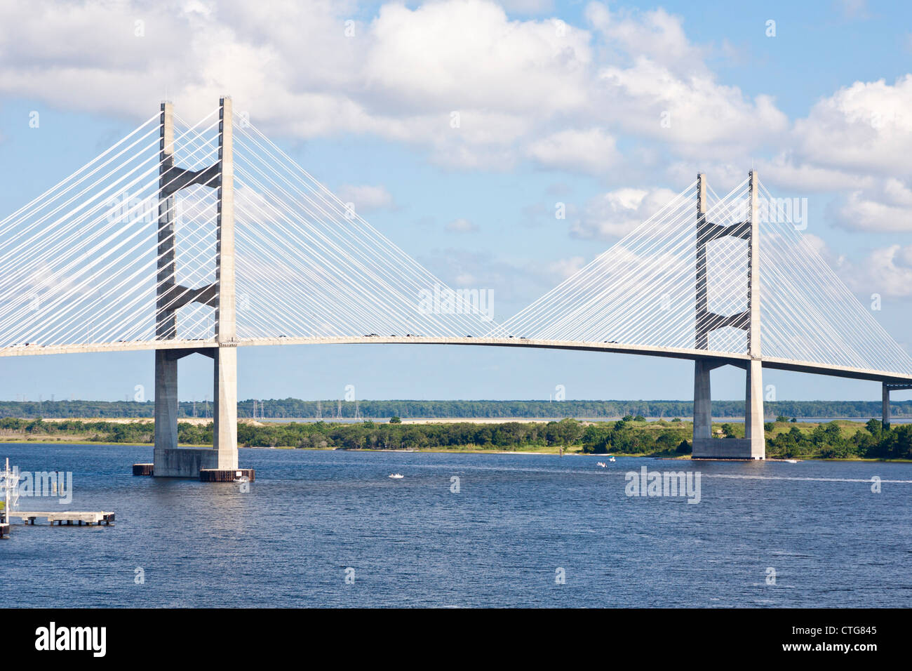 Dames Point cable-stayed bridge over the St. Johns River in Jacksonville, FL Stock Photo