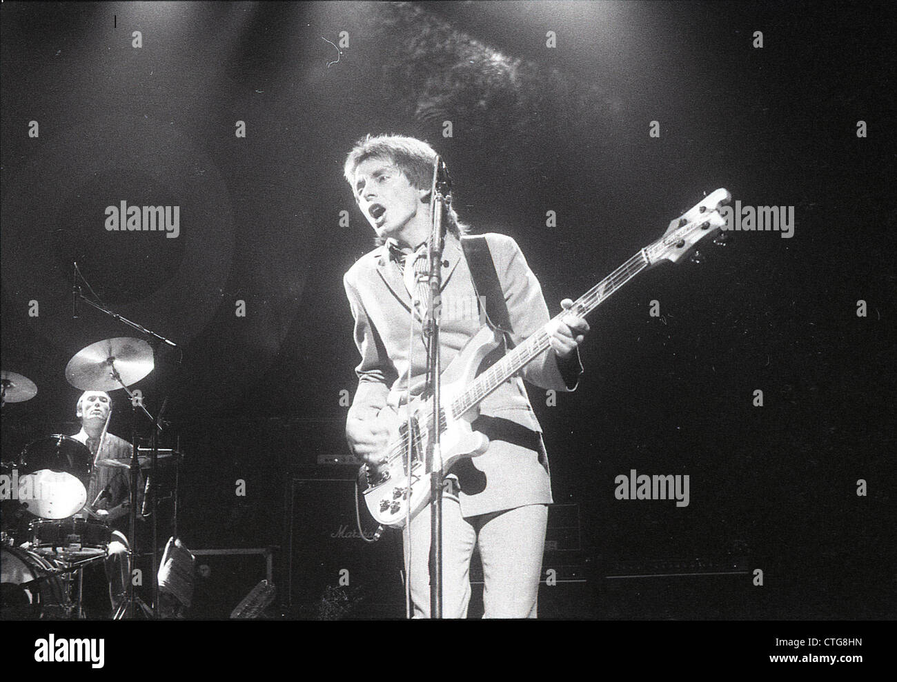 009982 - Paul Weller and Rick Buckler of The Jam in concert in the 1970s Stock Photo