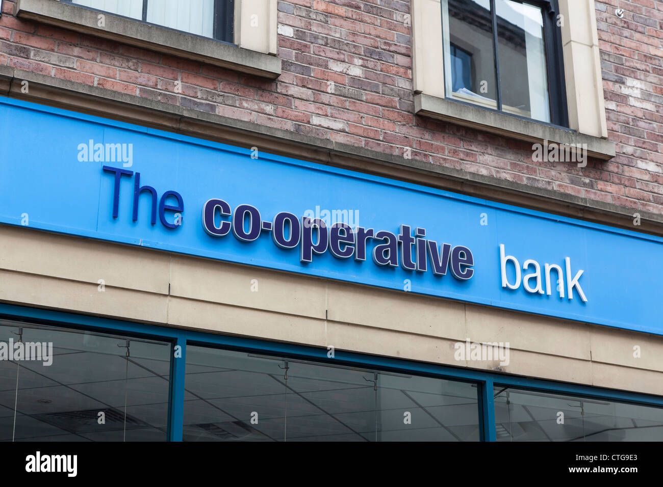 Sign over Co-operative Bank, Durham Stock Photo