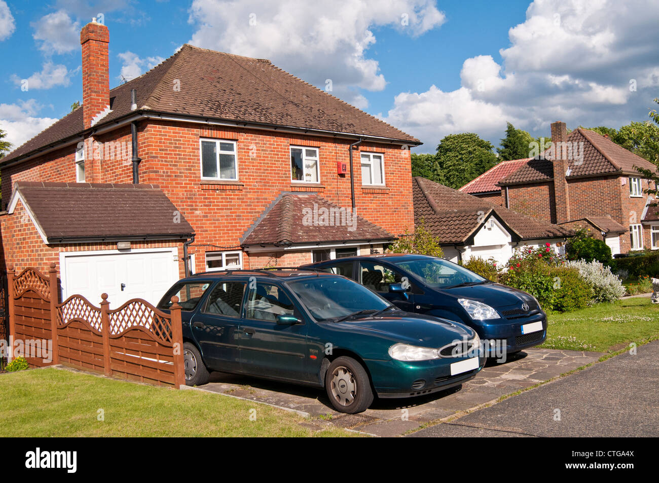 Typical suburban residential area, Surrey, UK Stock Photo