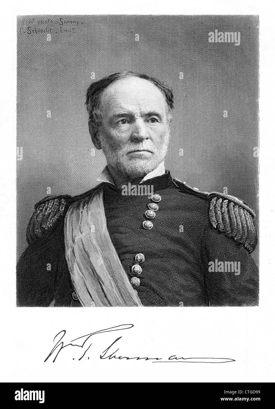 1800s 1860s PORTRAIT WILLIAM TECUMSEH SHERMAN UNION GENERAL DURING AMERICAN CIVIL WAR THIS IMAGE LATER IN LIFE CIRCA 1880 Stock Photo