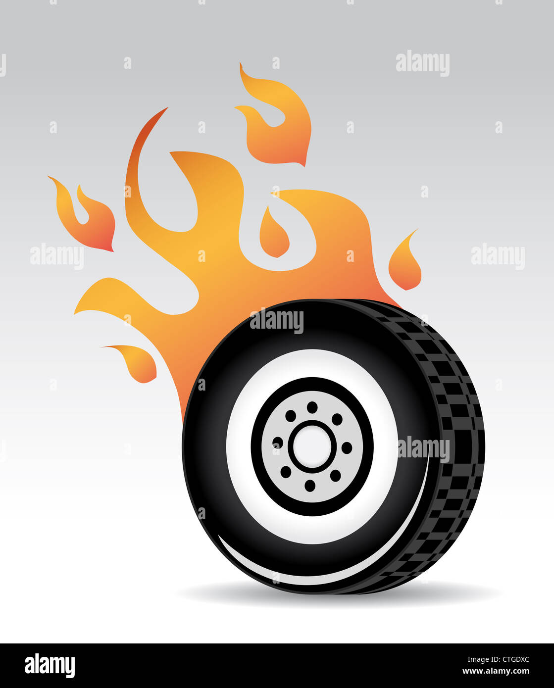 tire burning red orange flames, fast car Stock Photo Alamy