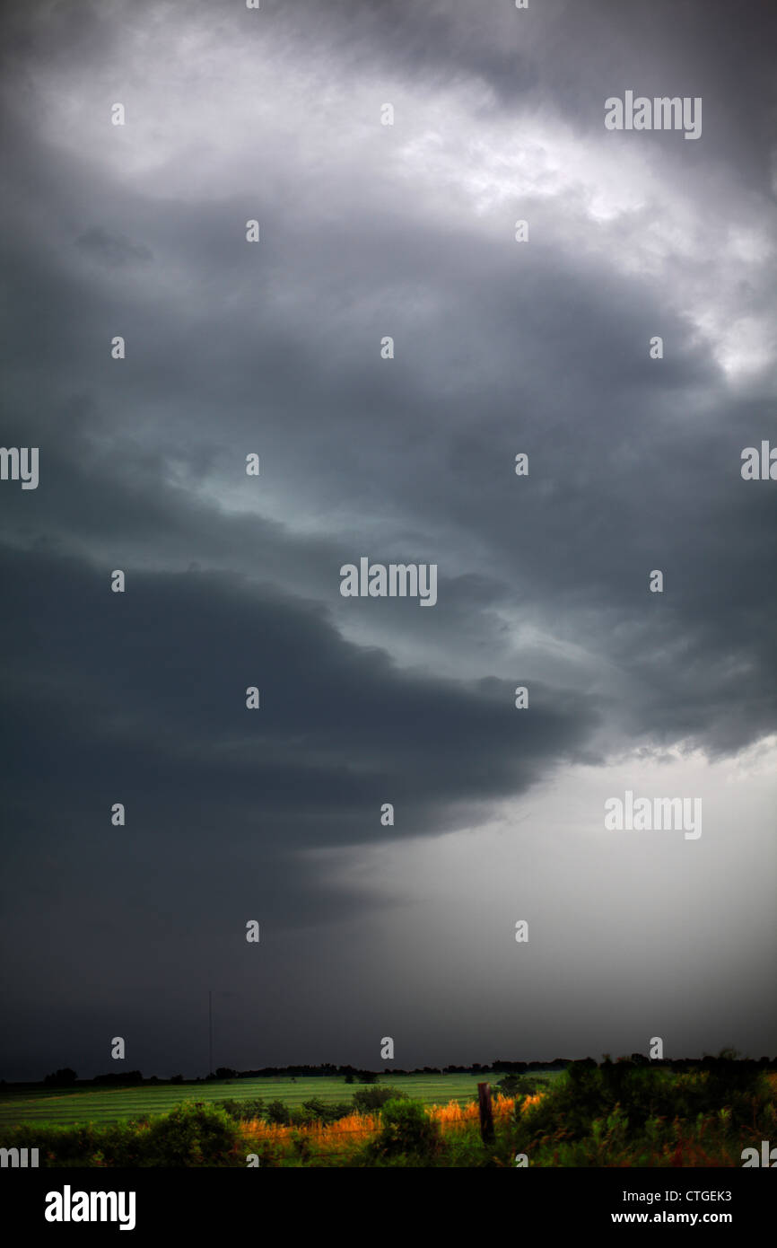 Front of a small squall line thunderstorm. Stock Photo