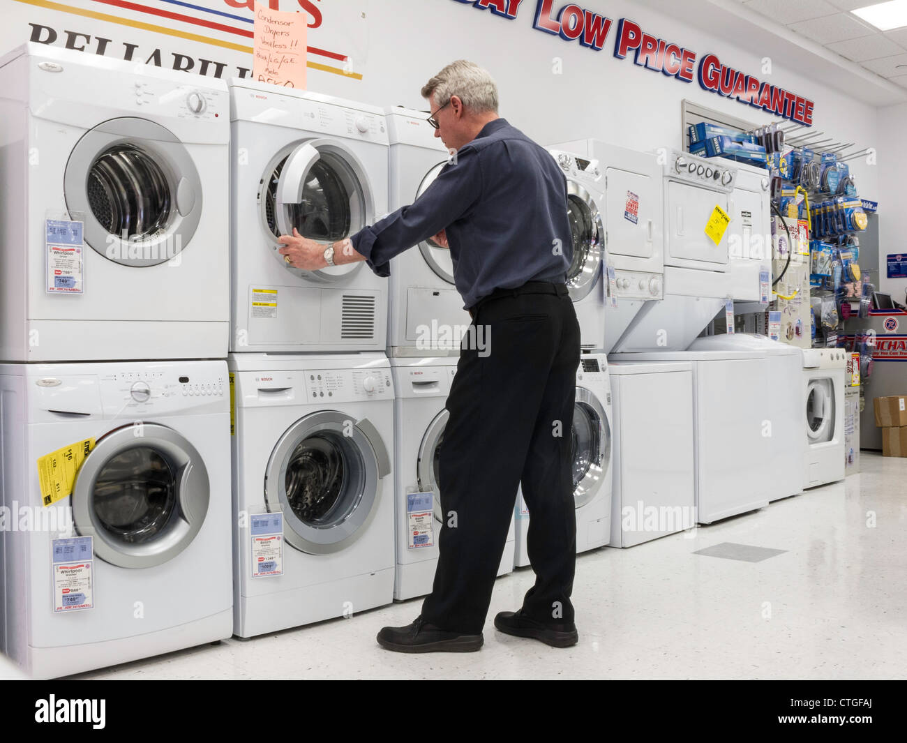 Washers and Dryers For Sale in Appliance Store Stock Photo