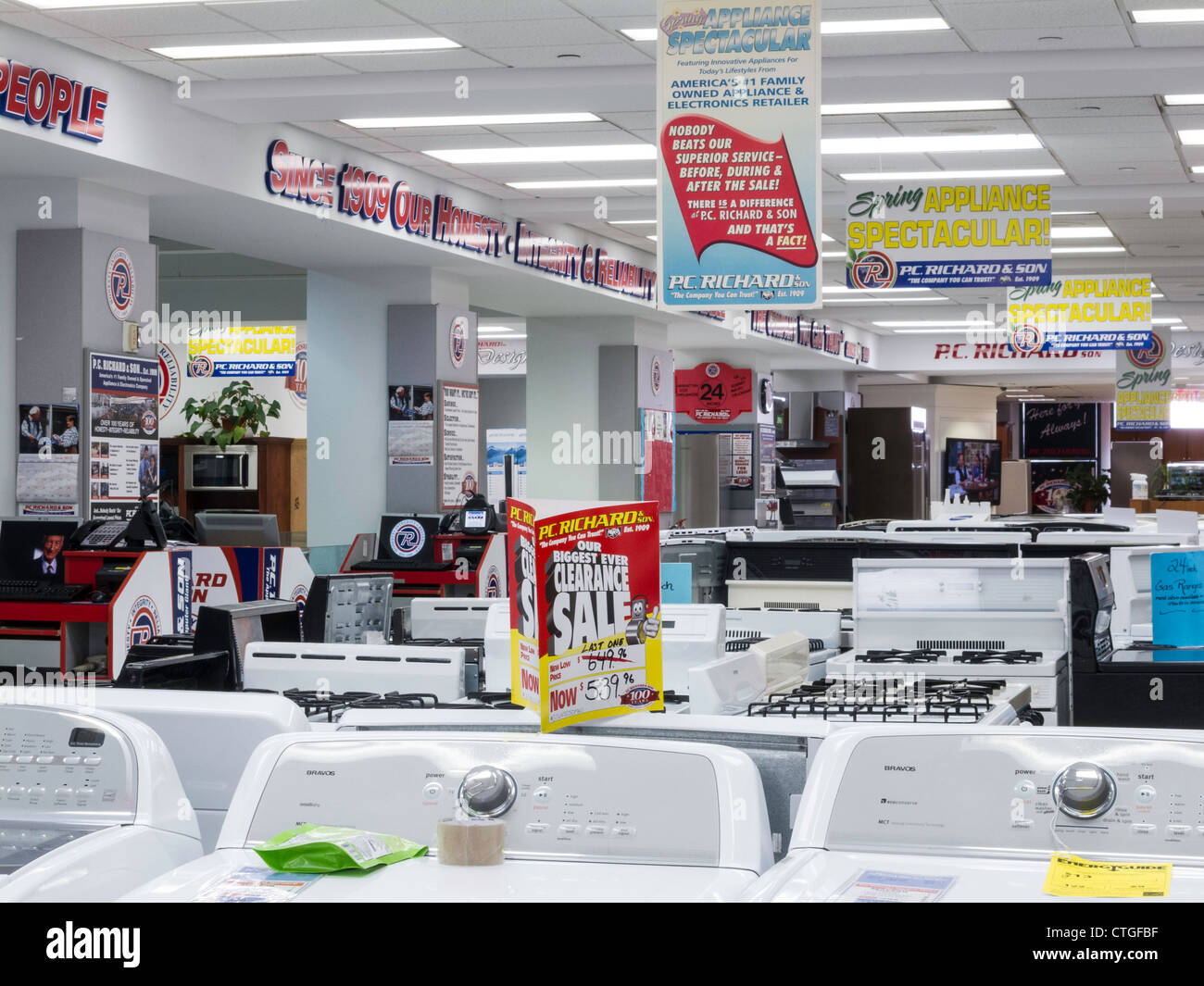 Household Appliances For Sale in Appliance Store Stock Photo