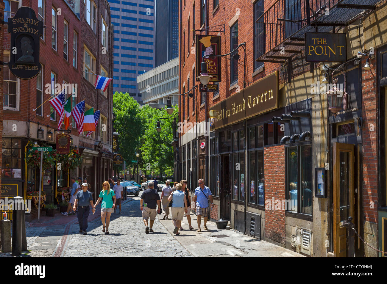 Bars and taverns on Marshall Street on the Freedom Trail in historic downtown Boston, Massachusetts, USA Stock Photo